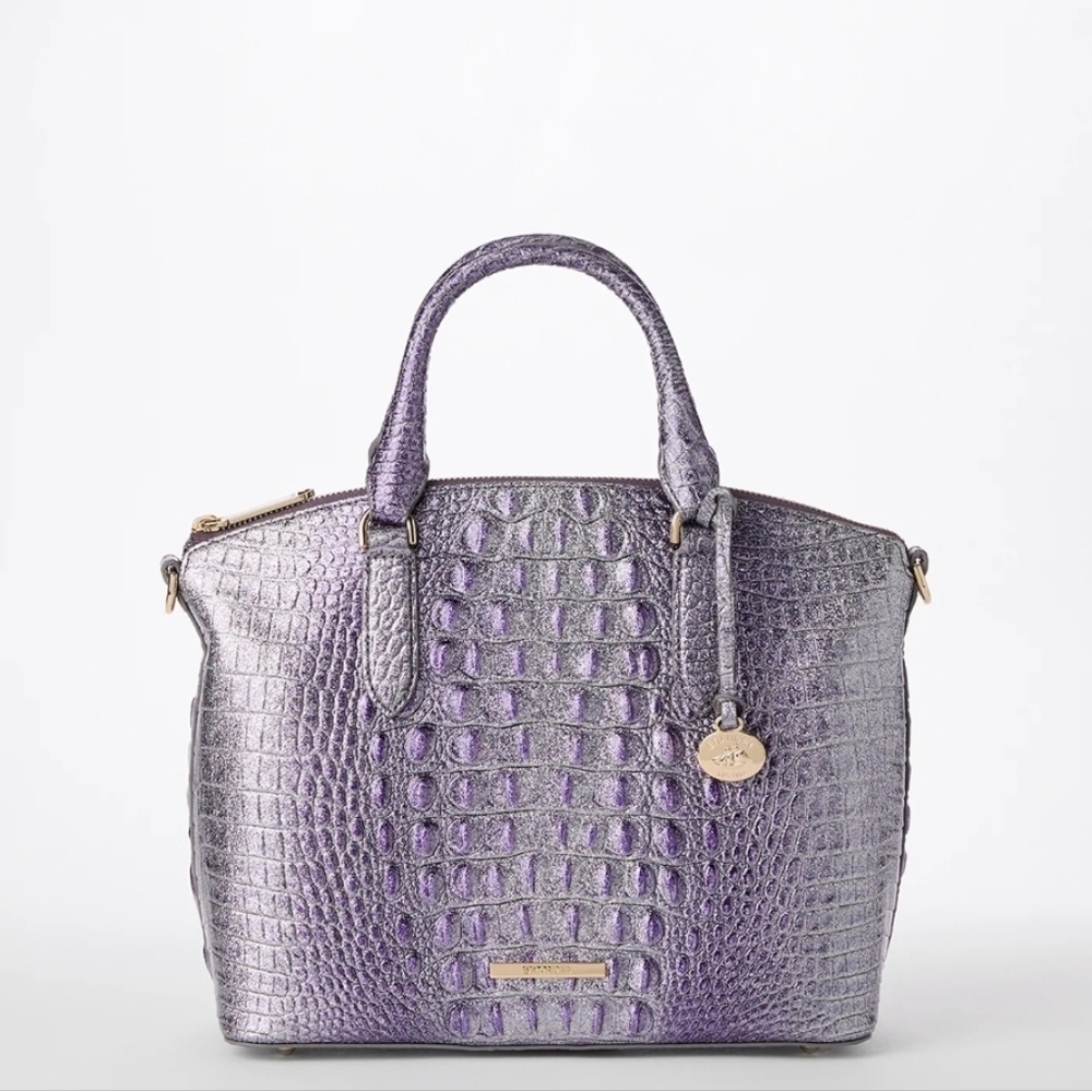 💜▪️Brahmin ▪️ Purple Glitter Melbourne Genuine Leather Medium Duxbury Satchel